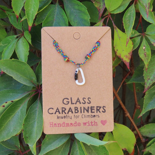 White Necklace | Climbing Gift | Glass Carabiner