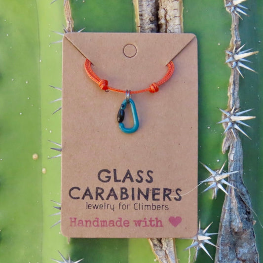 Teal Necklace | Climbing Gift | Glass Carabiner