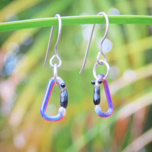 Rainbow Earrings | Gift for Climbers | Glass Carabiners