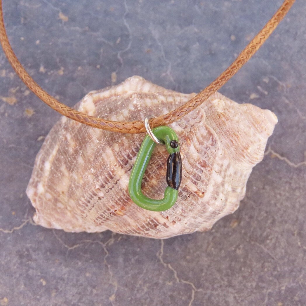 Green Necklace | Climbing Gift | Glass Carabiner