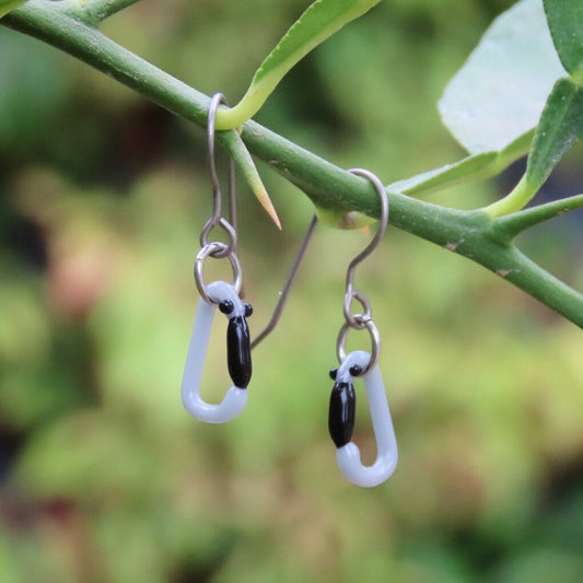 Gray Earrings | Gift for a Climber | Glass Carabiners