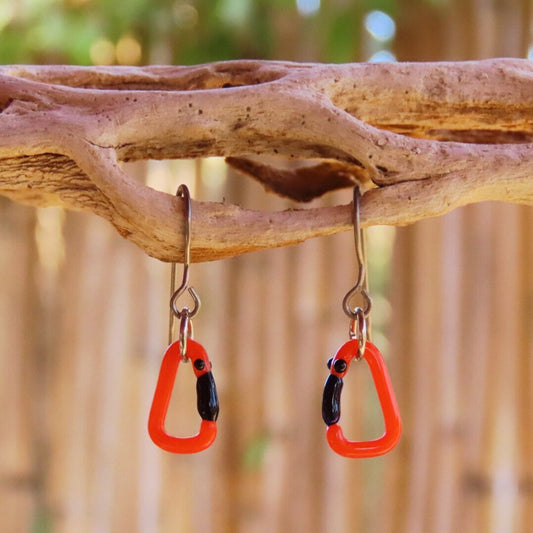 Lava Earrings | Gift for a Climber | Glass Carabiners